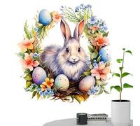 Floral Bunny Decal - Easter rabbit sticker, decorative toilet seat decal, self-adhesive home decor | pastel waterproof PVC sticker with floral pattern, festive Easter embellishment wall, door, bathroo