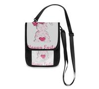 Floral Bunny Silhouette Happy Easter Travel Wallet Passport Holder Travel pouching Slim Lightweight Crossbody Bag with Adjustable Strap