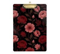 Floral Burgundy Wildflowers Pattern Black Doctor clipboard Standard Hole for Personalized clipboards for Teachers Size 9 x 12
