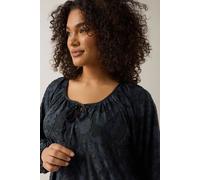 Floral Burnout Blouse Evans Dark Navy 20