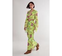 Floral Burnout Maxi Skirt NastyGal Lime 4