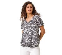 Floral Burnout Print Blouson Top Roman Black 20