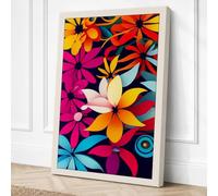 Floral Burst Botanical Canvas Wall Art Print 36x24 Inch