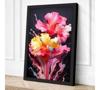 Floral Burst Botanical Canvas Wall Art Print 36x24 Inch