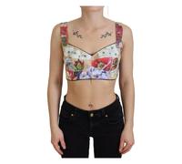 Floral Bustier-Crop-Top with Italian Craftsmanship - female - Dolce & Gabbana - Sleeveless Tops - Multicolor - S - Tops S