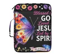 Floral Butterfly Christian Art Plastic File Organizer Waterproof 3 Ringing 1.5 inch Organizer Binder with Zipper Closure for Home Office
