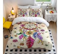 Floral Butterfly Dream Catcher Duvet Cover King - Colorful Feather Pop Art Bedding Set - Soft Microfiber Bohemian Bedding (style5,King 240x220cm+65x65cm*2)