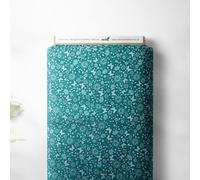 Floral Butterfly Flowers Abstract Design 100% Cotton Craft Quilting Patchwork Bunting Quality Sewing Project Fabric Material | 44" - 112 cm Wide (per Half Metre, Aqua/White)