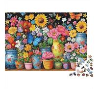 Floral Butterfly Garden 1000 Piece Sturdy Cardboard Classic Jigsaw Puzzle for Adults, Impossible Hard Challenge, Decompression, Ultimate Relaxation Gift 70x50cm/1000pcs
