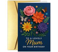 Floral Butterfly Happy Birthday Card for Mum | Lovely Flower Design | Blank Inside for Personal Message 18x12cm with Premium Envelope (mum)