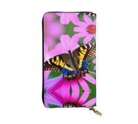 Floral Butterfly Print Leather Long Clutch Wallet â€“ Fashionable Personalized Wallet, Multiple Card Slots, Gift Ready, Black, One Size