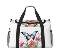 Floral Butterfly Print Womens Sports Bags Travel Bag -Duffel Bags for Men,Small Medium Weekender Overnight Bags for Women,Sport Gym Bag