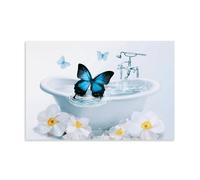 Floral Butterfly Scene Butterflies In Bathtub Canvas Prints Wall Art Hanging Paintings Poster Modern Interior Decor Suitable for Bathroom Restroom And Toilet Sp 12x18inch(30x45cm)