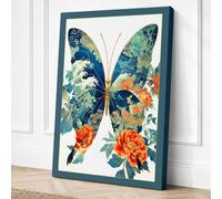 Floral Butterfly Study Canvas Wall Art Print 30x20 Inch