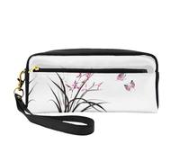 Floral Butterfly Women Cosmetic Bag Travel with Two Pockets for Daily Beauty Essentials Accessories Organizer