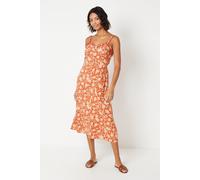 Floral Button Through Frill Neckline Midi Dress Dorothy Perkins Rust 18
