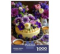 Floral Cake 1000 Piece Jigsaw Puzzle Paper for Adults Afternoon Tea Jigsaw Puzzle for Family Relax Decor Gift 52x38cm/1000pcs