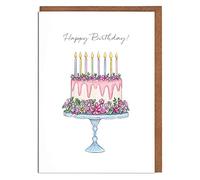Floral Cake Birthday Card - 'Happy Birthday!' - Female Birthday Card - Card for Her