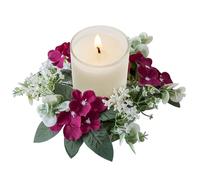 Floral Candle Rings Mini Wreath 10 Inch Small Candle Wreath Artificial Candle Rings for Pillars Hydrangeas Candle Rings Wreaths for Wedding,Home,Wine Red
