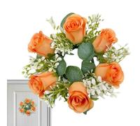 Floral Candle Rings Wreaths, 22 cm Artificial Eucalyptus Leaves Candles Wreaths, Small Christmas Candle Wreaths, Boho Wreath Pillar Candle Holder for Wedding Home Door Tabletop Decoration