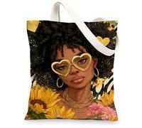 Floral Canvas Tote Bags, Colorful Flower Pattern Reusable Bags, Stylish Lightweight Washable Tote Bags with Shoulder Strap, various, 13x15 Inch