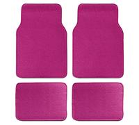 Floral Car Mat Set of 4, Continuous Spring Tones Bold and Tender Flowers Illustration, Front & Back Seat Floor Mat Durable PVC Backing Car Accesory, Magenta Hot