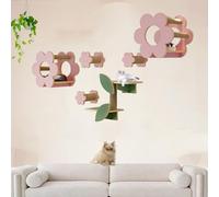 Floral Cat Climbing Frame, Cat Walkway on The Wall, Cats Frame and Cats Perch, Suitable for Kitty To Climband Play(8pcs)