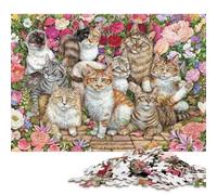 Floral Cat Collage Wooden Jigsaw Puzzles 1000 Piece Adults Fun Stress Relief Education Game Toy Intellectual Game Decoration Relaxation And Intelligence 1000pcs (75x50cm)