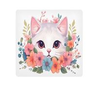 Floral Cat1 Camera Wrap Cloth, Squares Magic Self-Adhesive Cloth for Lens Camera Anti-Scratch Lens Protector Makeup Wrap Cloth Bag 13.8" x 13.8"