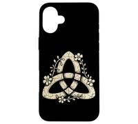 Floral Celtic Triquetra Knot Pagan Nature Symbol Case for iPhone 16 Plus