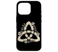 Floral Celtic Triquetra Knot Pagan Nature Symbol Case for iPhone 16 Pro