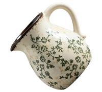 Floral Ceramic Utensil Holder Vintage Green Design for Kitchen Counter | Porcelain Crock Offers Spacious Storage, Quick Access and Easy Rinsing, Suitable for Cutlery, Tableware or Stove Top Use
