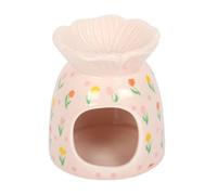Floral Ceramic Wax Melter, Pink Tulip Design Oil Burner, Decorative Tealight Holder with Shell-Shaped Top, Home Fragrance Diffuser
