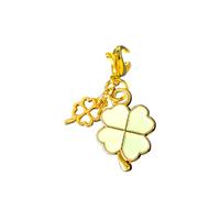 Floral Charm Set with Lobster Clasps - Fruit Bag Charms, Stitch Marker Accessories, Floral Green Leaf Fruit Planner Charms, Alternative Gift (1pc White Clover)
