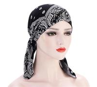Floral Chemo Turban for Women Multicolored Head Wrap Comfortable and Fashionable Headscarf Hat Muslims Headscarf with Floral Print Black