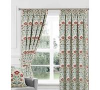 Floral Chenille Curtains, Tapestry Pattern Floral, Traditional Damask Design, 2 Colours 6 Sizes Heading Tape Pencil Pleat (Cream Blue, 45 inch width x 54 inch length)