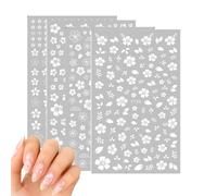 Floral Cherry Blossom Daisy Nail Art Stickers for DIY Manicure - 8 Sheets Self-Adhesive Pre-Cut Designs On Grey Backing Paper for French Tip Decoration and Spring Summer Nail Enhancement