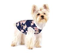 Floral Cherry Flower Sakura Navy Blue,Cotton Sleeveless Pet T-Shirt Soft Stretchy Puppy Breathable Vest,S