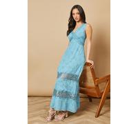 Floral Chiffon Lace Midi Dress Oasis Blue 12