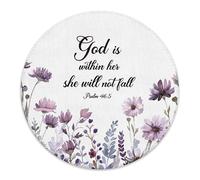 Floral Christian Mouse Pad For Desk, God Is Within Her She Will Not Fall Bible Verse Religious Mousepad For Work Wireless Mouse Computers Laptop Desk Accessories, 7.8 X 7.8 Inch