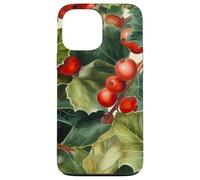 Floral Christmas Pattern For Grandma Red Holly Berries Case for iPhone 13 Pro Max