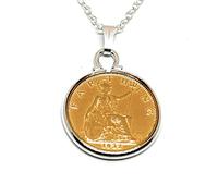 floral Cinch Pendant 1932 Lucky farthing 92nd Birthday plus a Sterling Silver 18in Chain