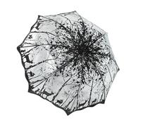 Floral Clear Umbrella, Folding Compact Umbrella, Transparent Bubble Umbrella Flower Umbrella for Women Girls, Portable Travel Umbrella for Walking, Tea Party, Photo Shooting (Black Deer)
