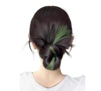 Floral Clip-In Hair Bun,Synthetic Chignon Wig Piece Instant Updo for Women (Fluffy Volume, Hair Extension Accessory)(Green)