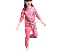 Floral Clothe Baby Girls Fall Winter Clothes Butterfly Print Sweatshirt Tops Shirt+Pocket Pants Trousers 2Pcs Outfits Welcome Baby Girl Clothes (Pink, 5-6 Years)