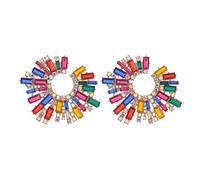 Floral Cluster Earrings, Colorful Flower Cluster Dangle Earrings for Women, Bohemian Rainbow Flower Burst Earrings Geometric Boho Jewelry, Colorful Blooming Flower Statement Earrings for Girls