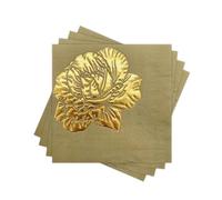 Floral Cocktail Paper Napkins Disposable, 60PCS Gold Foil Stamping Carnation Decorative Beverage/Dessert Napkins for Wedding, Anniversary, Elegant Party Table Decor. 3-Ply, Folded 5 x 5 In.