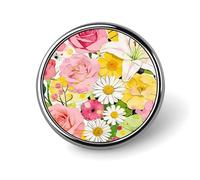 Floral Collage Button Pin,Design Your Own Personalized Pin Back Button Badges Exquisite Round Badge Travel Brooch Metal Decorative Pins for Hat Clothes Backpack