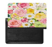 Floral Collage Passport Holder for Women Men Slim Travel Wallet Travel Document Organizer ID Card Protector Case Holders PU Leather Passport Cover Credit Card Holder