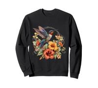 Floral Colorful Hummingbird Spring Garden Bird Art Design Sweatshirt